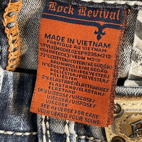 Rock Revival Yeon Denim Shorts Womens Size 26 Light Wash Bermuda Cotton Stretch - Picture 8 of 15